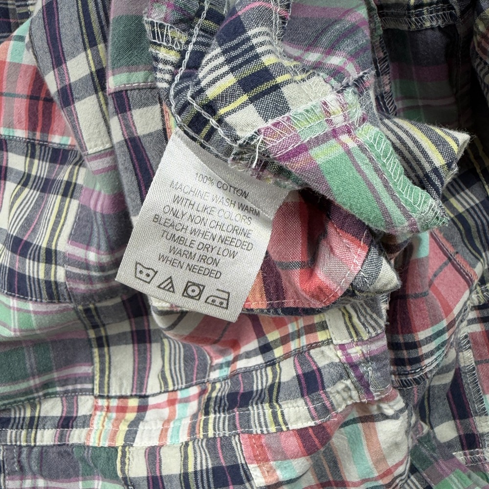 Castaway Nantucket Patchwork Madras Shirt Mens Medium Short Sleeve Plaid Coastal - Picture 7 of 9
